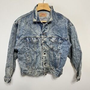 Vintage Levis Denim Jean Trucker Jacket Size L USA 70507 0219 Typ 3 80s Acid Was